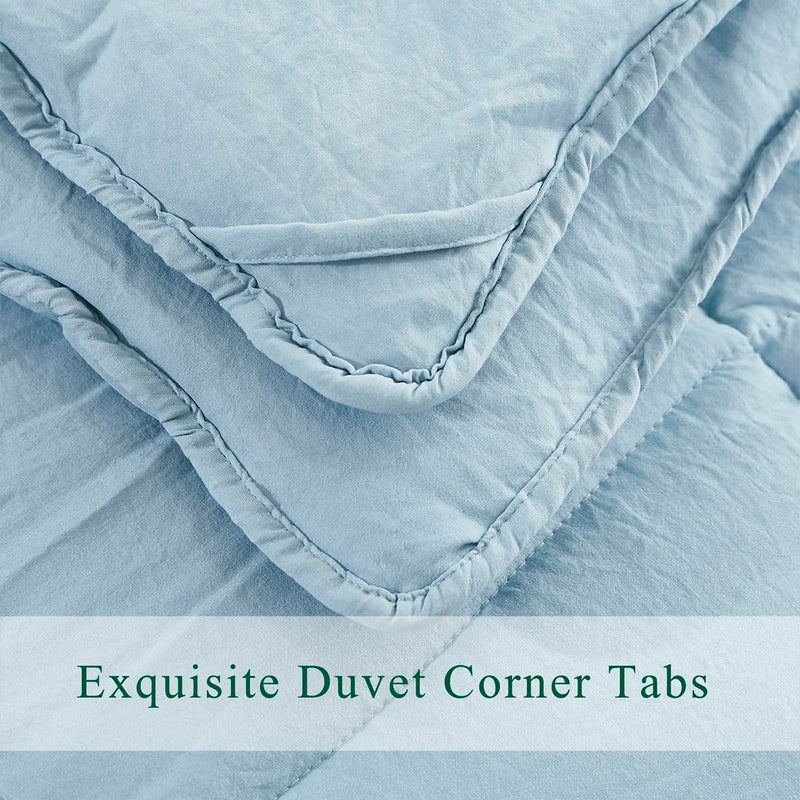 Hi -G HIG Pre Washed Down Alternative Comforter Set Queen - Reversible Chic Quilt Design - Box Stitched with 4 Corner Tabs - Lightweight for All Season - Blue Duvet Comforter with 2 Pillow Shams - Image 4
